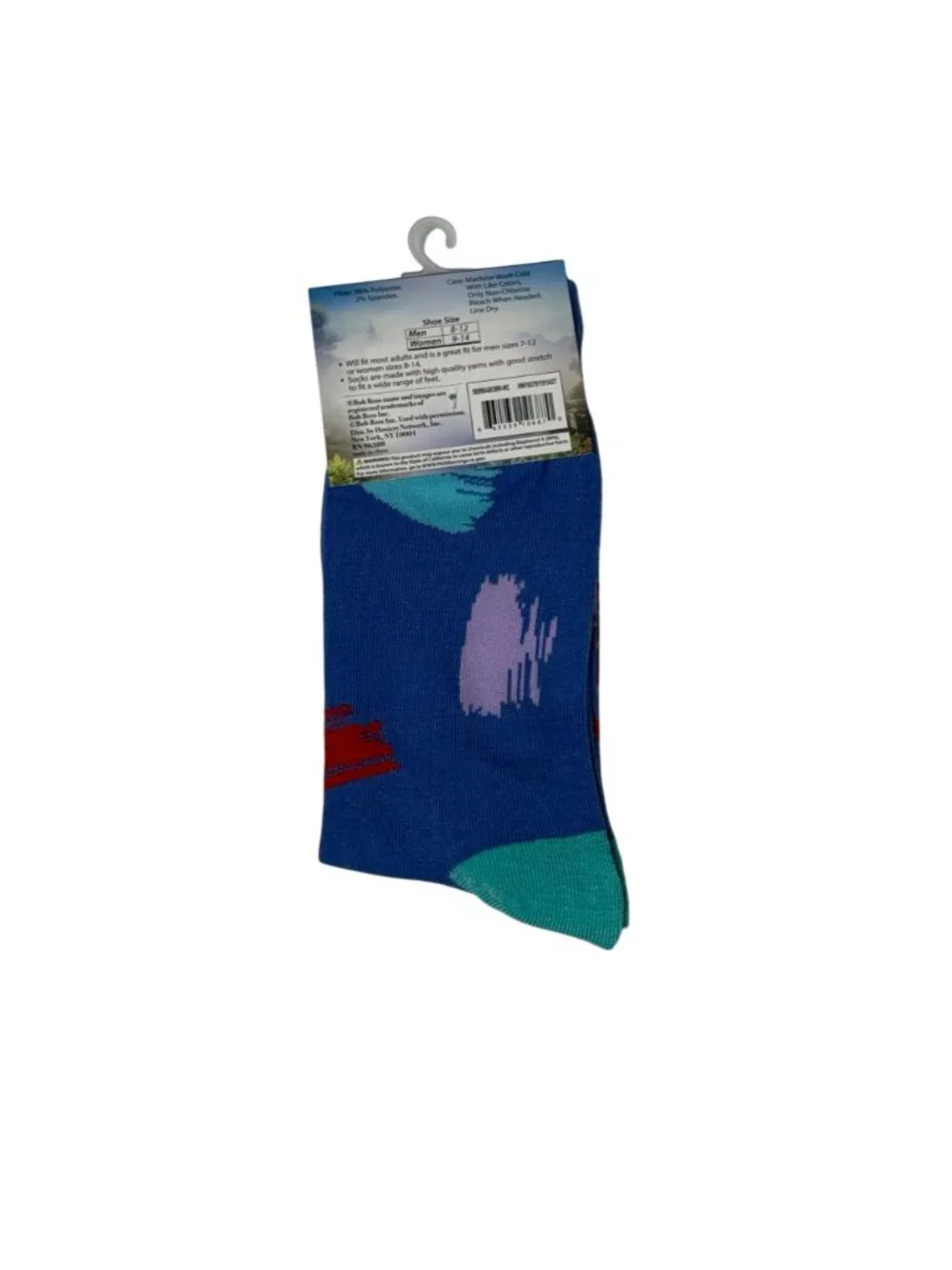 Bob Ross Lets Get Crazy Crew Socks Blue One Size Painter Art NWT